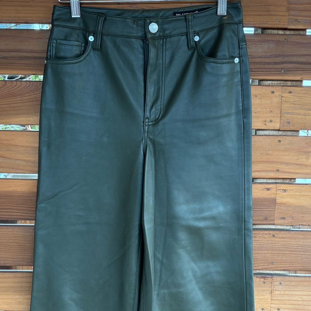 Blank NYC Green Franklin Rib Cage Wide Leg Pants in Green